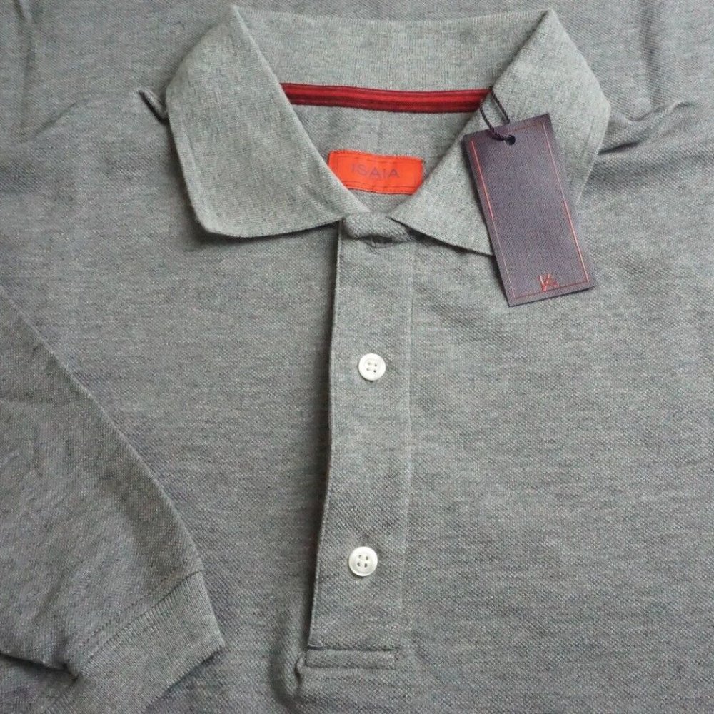 Isaia Napoli Icon Ico Gray Short Sleeve Cotton Polo Shirt Sz S NEW